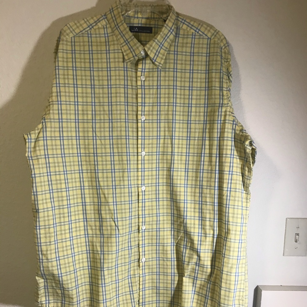 John Ashford Men's Vintage Plaid Yellow Button Dow